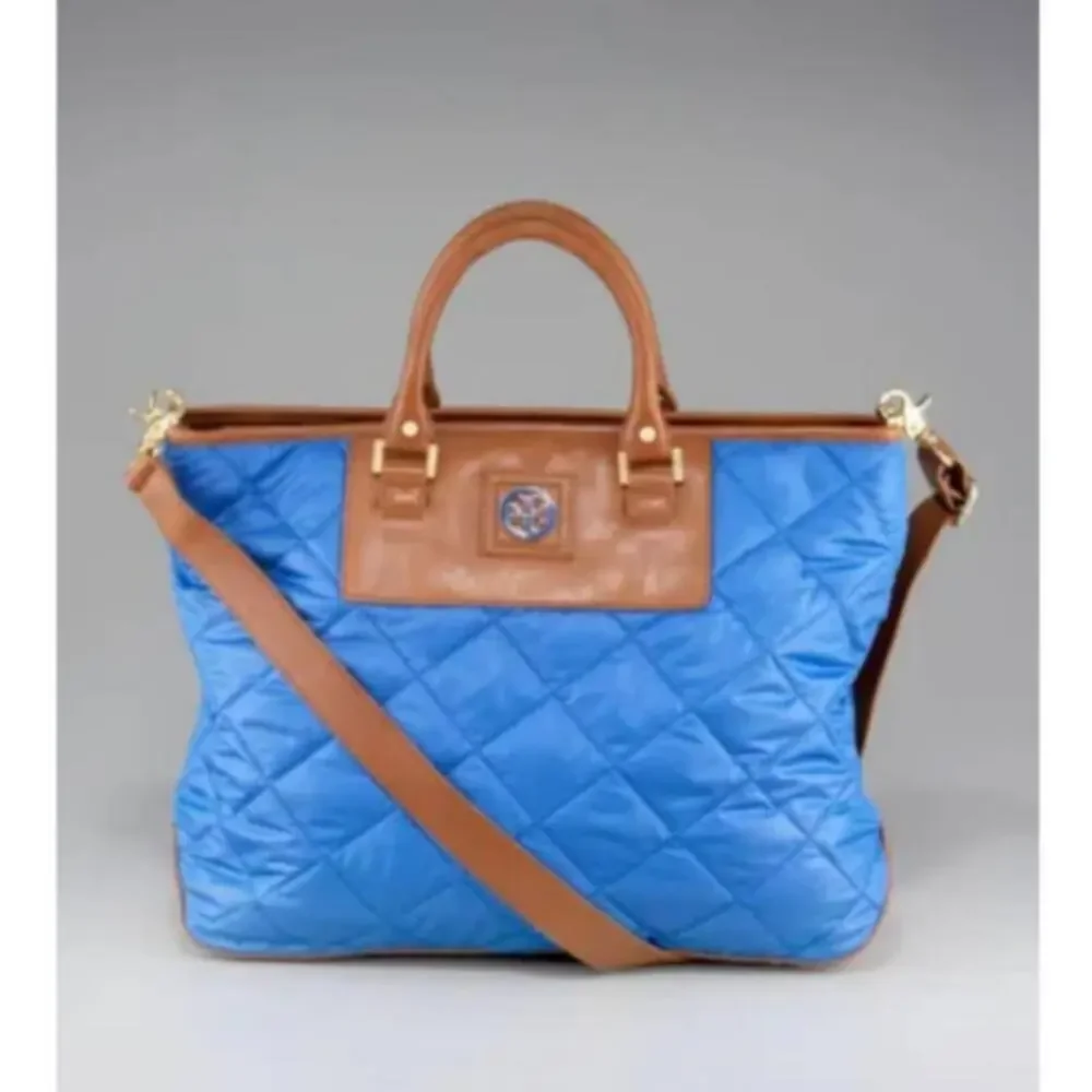Tory Burch Large Royal Blue Quilted Tote Shoulder Bag